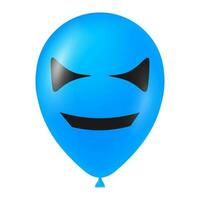 halloween blauw ballon illustratie met eng en grappig gezicht vector