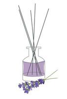 huis aromatherapie vector geïsoleerd illustratie. verdeler met stokjes paars lavendel geur