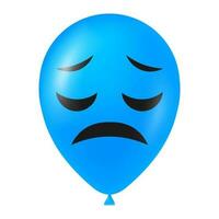 halloween blauw ballon illustratie met eng en grappig gezicht vector