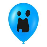 halloween blauw ballon illustratie met eng en grappig gezicht vector