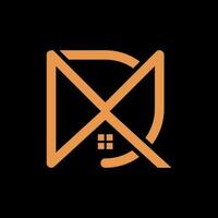 dx brief dak vorm logo ontwerp sjabloon, bouw logo sjabloon, huis en echt landgoed icoon vector