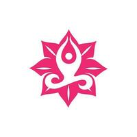 yoga bloem logo, silhouet van een persoon in meditatie in een bloem schoonheid logo, logo ontwerp sjabloon voor uw bedrijf vector
