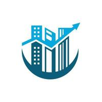 bedrijf logo combinatie van tabel en stad financiën, logo's, logotype element voor sjabloon. vector