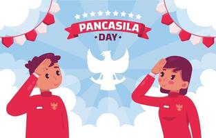 jeugdmensen vieren pancasila-dag vector