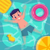 gelukkige jongen zwemmen in de zomer vector