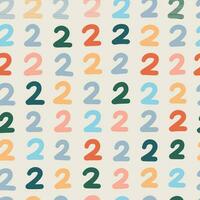 naadloos kleurrijk getallen twee patroon. abstract achtergrond met hand- getrokken tekening vormen. vector