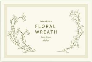 hand getekend lijn bloemen kader. elegant wijnoogst lauwerkrans. vector illustratie.