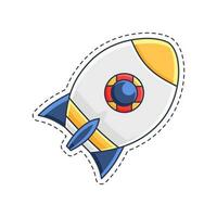 schattig sticker illustratie van raket en ruimteschip model- 2 vector