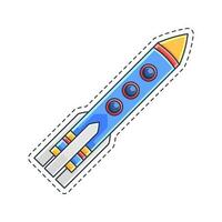 schattig sticker illustratie van raket en ruimteschip model- 8 vector