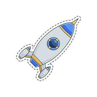 schattig sticker illustratie van raket en ruimteschip model- 5 vector