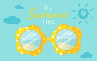 zomer zonnebril poster ontwerp vector illustratie. de concept van zonnebril voor zomer vakantie. zijn zomer tijd banier