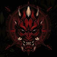 demon hoofd mascotte logo vector illustratie