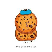 grappig koekje ziek tekenfilm mascotte karakter vector illustratie kleur kinderen tekenfilm clip art