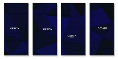 reeks van brochures abstract donker blauw meetkundig achtergrond met driehoeken voor bedrijf vector