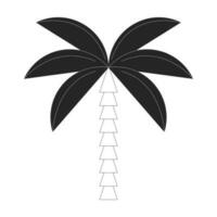 palm boom vlak monochroom geïsoleerd vector voorwerp. tropisch exotisch boom voor strand. regenwoud. bewerkbare zwart en wit lijn kunst tekening. gemakkelijk schets plek illustratie voor web grafisch ontwerp