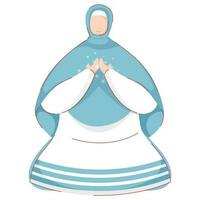 karakter van moslim vrouw aanbieden gebed namaz in zittend houding. vector