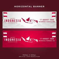 Indonesië onafhankelijkheid dag horizontaal banier sjabloon - golvend vlag en Indonesisch kaarten vector