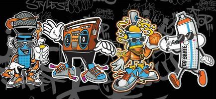 een reeks van graffiti karakter illustraties. graffiti vector illustraties