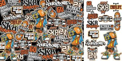 een reeks van kleurrijk graffiti kunst sticker illustraties. graffiti sticker ontwerp artwork vector