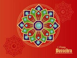 gelukkige dussehra-vieringskaart met mandala's op rode achtergrond vector