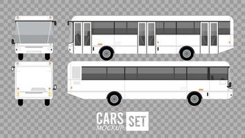 witte bussen mockup auto's voertuigen pictogrammen vector