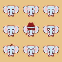 schattig kawaii olifant emoji reeks vector