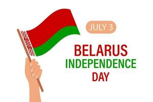 onafhankelijkheid dag van wit-rusland. hand- met de vlag van wit-rusland. Wit-Rusland onafhankelijkheid dag spandoek. illustratie, banier, vector