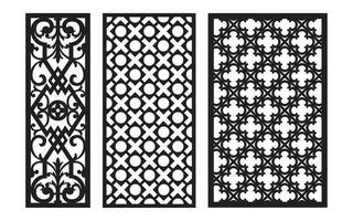 decoratief zwart patronen met wit achtergrond, geometrisch, Islamitisch en bloemen sjabloon voor cnc laser snijdend vector