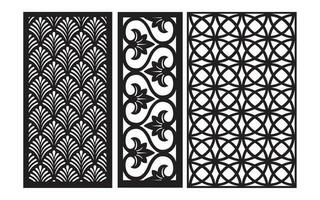 decoratief zwart patronen met wit achtergrond, geometrisch, Islamitisch en bloemen sjabloon voor cnc laser snijdend vector