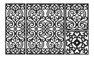 decoratief zwart patronen met wit achtergrond, geometrisch, Islamitisch en bloemen sjabloon voor cnc laser snijdend vector