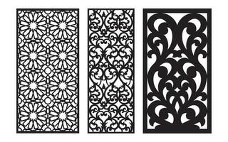 decoratief zwart patronen met wit achtergrond, geometrisch, Islamitisch en bloemen sjabloon voor cnc laser snijdend vector