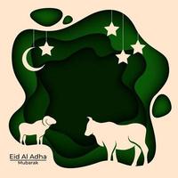 eid al adha mubarak paperart achtergrond vector