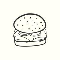hamburger tekening icoon. hand getekend hamburger illustratie vector