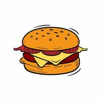 schattig hand getekend tekening hamburger icoon illustratie vector