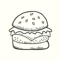 hand- getrokken hamburger vector illustratie in tekening stijl