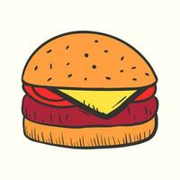 hamburger tekening icoon illustratie. hand getekend hamburger vector