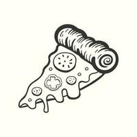 pizza plak met smelten kaas tekening voedsel illustratie vector