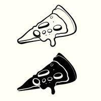 hand- getrokken zwart en wit pizza plak vector illustratie