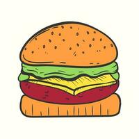 hamburger vector illustratie. hamburger hand- getrokken schets illustratie