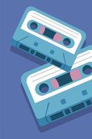 retro-stijl muziek blauwe cassettes record vector