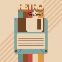 retro festival belettering poster met diskette vector