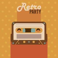 retro partij belettering poster met cassette vector