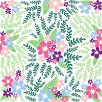 fantasie naadloos bloemen patroon met blauw, roze, Purper, rood, oranje bloemen en bladeren. elegant sjabloon voor mode vector