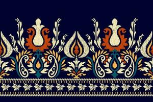 ikat bloemen paisley borduurwerk Aan donker Purper achtergrond.ikat etnisch oosters patroon traditioneel.azteken stijl abstract vector illustratie.ontwerp voor textuur, stof, kleding, verpakking, decoratie, sjaal.