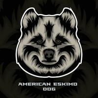 Amerikaans Eskimo hond gezicht vector voorraad illustratie, hond mascotte logo, hond gezicht logo vector