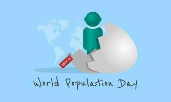 wereld bevolking dag groeten met mensen broeden van eieren vector