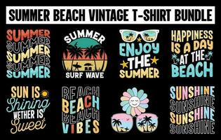 zomer wijnoogst t-shirt ontwerp bundel, surfing t-shirt ontwerp set, zomer strand vector bundel