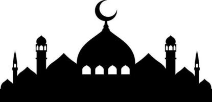 moskee vector illustratie. silhouet moskee icoon voor teken en symbool van moslim aanbidden plaats. moskee icoon van Islam religie en moslim vertrouwen. plaats van moslim naar bidden