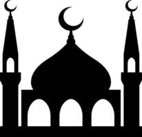 moskee vector illustratie. silhouet moskee icoon voor teken en symbool van moslim aanbidden plaats. moskee icoon van Islam religie en moslim vertrouwen. plaats van moslim naar bidden