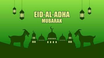 eid al adha vector illustratie voor Islam cultuur. korban ontwerp van geit en moskee voor eid al adha mubarak. Islamitisch ontwerp van korban voor al adha evenement viering in moslim cultuur en Islam religie